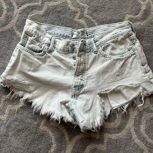 We The Free Frayed Hem Jean Shorts - Light Blue